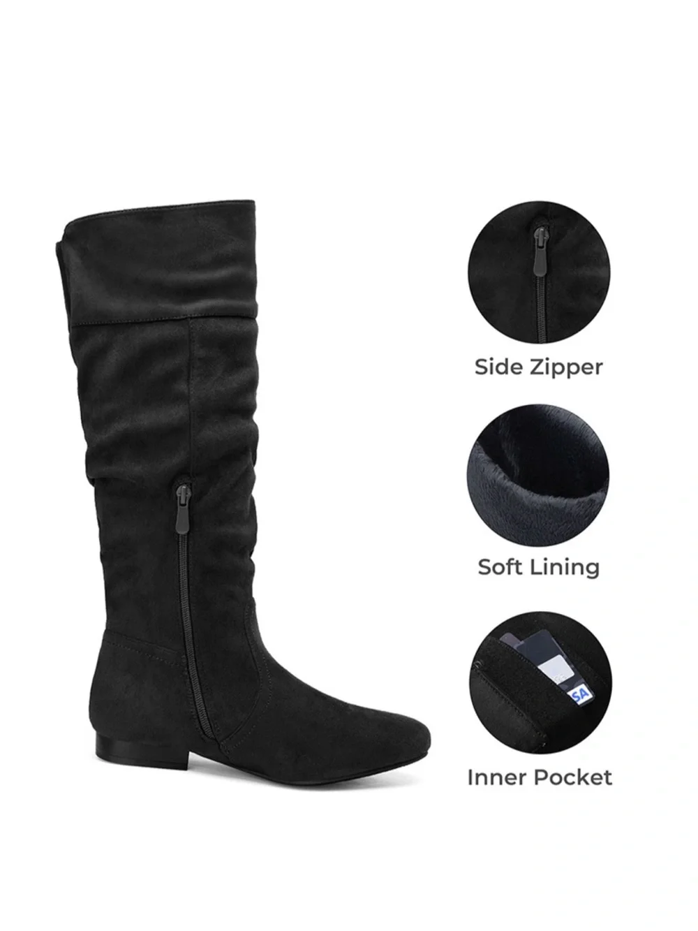 Dream Pairs Black Over-the-Knee Slouch Boot